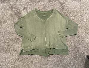 Pilcro and the Letterpress V-Neck Waffle Knit Thermal Top in Sage Green